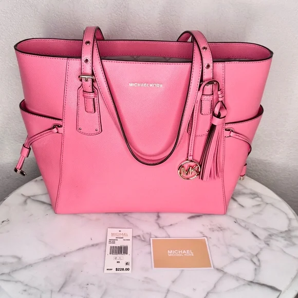 Michael Kors genuine Voyager Large soft Leather Tote BagTea Rose NWT